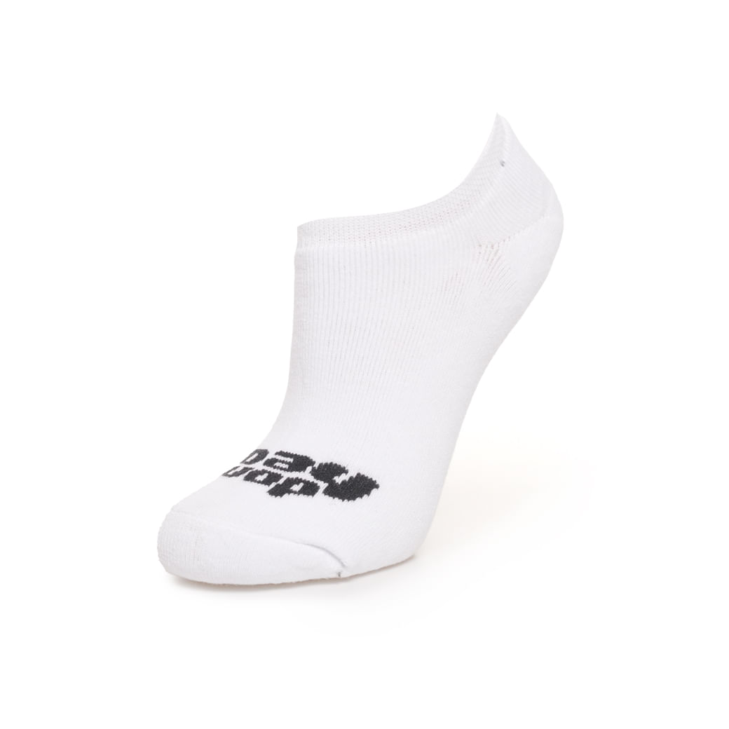 Meia esportiva branca cano baixo masculina tamanho 39-44 vista lateral destacando tecido e conforto